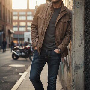 G-Star RAW Correct Line Military Field Utility Jacket - Brown/Taupe - EUC